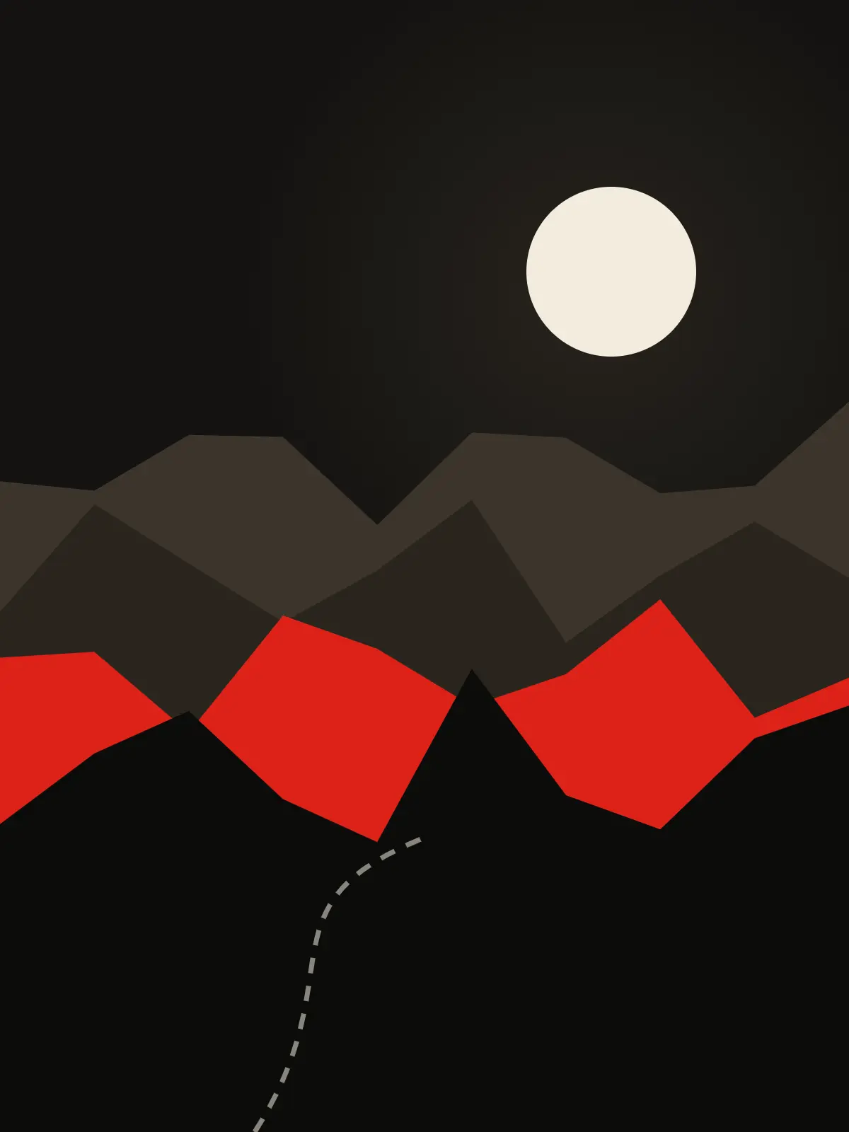 Mountain biking trail at night