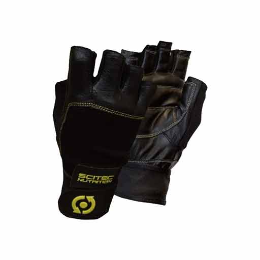 Scitec Weightlifting Gloves - Leather Yellow Style